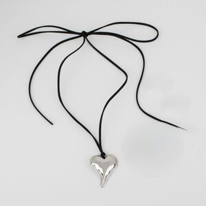 Jbloom Trendy Fashion jewelry Silver Heart Pendant Necklace on Black Cord chain
